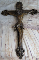 Wall Mount Hanging Bronze Crucifix Sculpture Jesus on Cross Christian Decor 20" x 14"