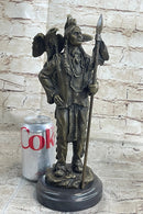 Native American Warrior and Eagle Sculpture Signed Original M. Lopez Bronze