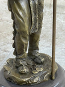 Native American Warrior and Eagle Sculpture Signed Original M. Lopez Bronze