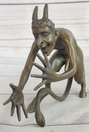 Greek Satyr Chasing Nymph Bronze Figurine Sculpture Demon Horny Devil Satan 5" x 7"