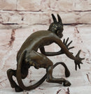 Greek Satyr Chasing Nymph Bronze Figurine Sculpture Demon Horny Devil Satan 5" x 7"