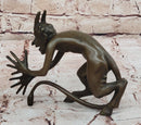 Greek Satyr Chasing Nymph Bronze Figurine Sculpture Demon Horny Devil Satan 5" x 7"