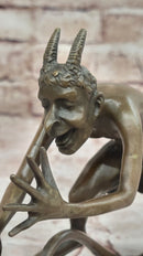 Greek Satyr Chasing Nymph Bronze Figurine Sculpture Demon Horny Devil Satan 5" x 7"