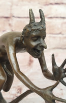Greek Satyr Chasing Nymph Bronze Figurine Sculpture Demon Horny Devil Satan 5" x 7"