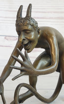 Greek Satyr Chasing Nymph Bronze Figurine Sculpture Demon Horny Devil Satan 5" x 7"