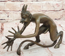 Greek Satyr Chasing Nymph Bronze Figurine Sculpture Demon Horny Devil Satan 5" x 7"