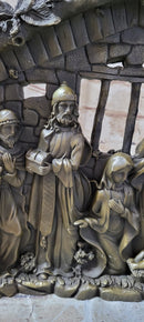 Nativity Scene Birth of Jesus Christ Bronze Metal Handmade Original Wall Plaque