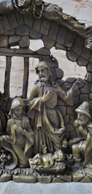 Nativity Scene Birth of Jesus Christ Bronze Metal Handmade Original Wall Plaque