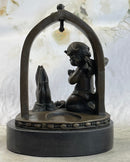 Bronze Sculpture Art Deco Winged Angel Religion Artwork Figurine Statue Gift