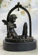Bronze Sculpture Art Deco Winged Angel Religion Artwork Figurine Statue Gift