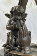 Bronze Sculpture Art Deco Winged Angel Religion Artwork Figurine Statue Gift