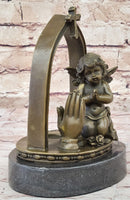 Solid Praying Baby Angel Bronze Sculpture Religious Statue Gift Idea Deal