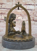 Solid Praying Baby Angel Bronze Sculpture Religious Statue Gift Idea Deal