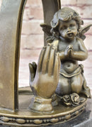 Solid Praying Baby Angel Bronze Sculpture Religious Statue Gift Idea Deal