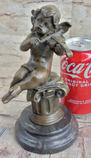 High quality little boy angel playing violin bronze sculpture Hot cast Figurine