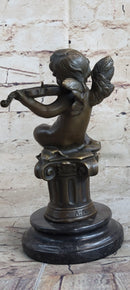 High quality little boy angel playing violin bronze sculpture Hot cast Figurine