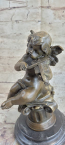 High quality little boy angel playing violin bronze sculpture Hot cast Figurine