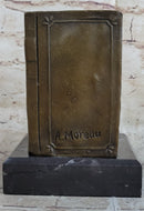 Signed Moreau French Artist Baby Angel Bookend Book end Bronze Sculpture