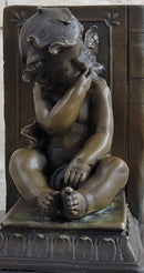 Signed Moreau French Artist Baby Angel Bookend Book end Bronze Sculpture