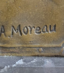 Signed Moreau French Artist Baby Angel Bookend Book end Bronze Sculpture