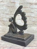 Angel Memorial Picture Holder Frame Bronze Statue Sculpture 19" x 8"