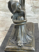 Angel Memorial Picture Holder Frame Bronze Statue Sculpture 19" x 8"