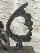 Angel Memorial Picture Holder Frame Bronze Statue Sculpture 19" x 8"
