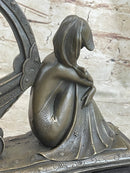 Angel Memorial Picture Holder Frame Bronze Statue Sculpture 19" x 8"