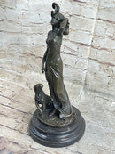Greyhound Lover Elegant Nude Female Woman Dog Bronze Marble Statue Art Sculpture