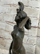 Greyhound Lover Elegant Nude Female Woman Dog Bronze Marble Statue Art Sculpture