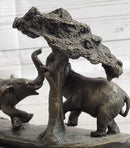 Elephant Family on the African Savannah Bronze Metal Statue Sculpture Decor Art