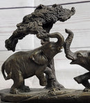 Elephant Family on the African Savannah Bronze Metal Statue Sculpture Decor Art