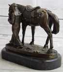 Original Aldo Vitaleh Arab Man Holding Falcon Walking His Horse Bronze Sculpture