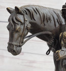 Original Aldo Vitaleh Arab Man Holding Falcon Walking His Horse Bronze Sculpture