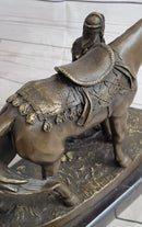 Original Aldo Vitaleh Arab Man Holding Falcon Walking His Horse Bronze Sculpture
