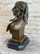 Native American Warrior Chief Bronze Bust Sculpture Art Statue Figure Figurine