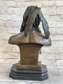 Native American Warrior Chief Bronze Bust Sculpture Art Statue Figure Figurine