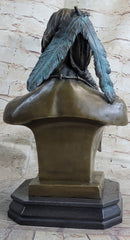 Indian Native American Chief Bust Bronze Marble Base Statue Original Art by Milo