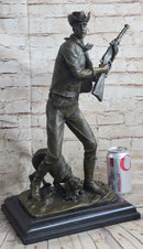 Signed Original Aldo Vitaleh Cowboy W/ Gun and His Dog Bronze Sculpture Statue