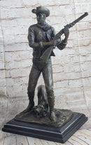 Signed Original Aldo Vitaleh Cowboy W/ Gun and His Dog Bronze Sculpture Statue