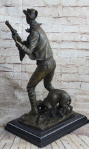 Signed Original Aldo Vitaleh Cowboy W/ Gun and His Dog Bronze Sculpture Statue