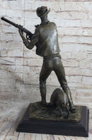 Signed Original Aldo Vitaleh Cowboy W/ Gun and His Dog Bronze Sculpture Statue
