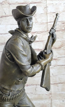 Signed Original Aldo Vitaleh Cowboy W/ Gun and His Dog Bronze Sculpture Statue