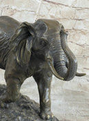 Cast Bronze Marble Sculpture Elephant Safari Statue Art Figure Figurine Animal