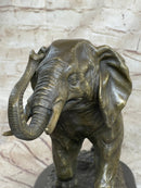 Cast Bronze Marble Sculpture Elephant Safari Statue Art Figure Figurine Animal