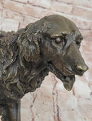 Golden Retriever Dog Bronze Statue Sculpture Figure on Marble Base Signed Art