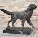 Golden Retriever Dog Bronze Statue Sculpture Figure on Marble Base Signed Art