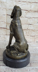 Signed Cain Bloodhound Bronze Marble Sculpture Pet Dog Figure Man`s Best Friend