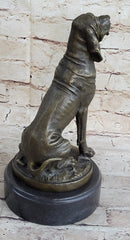Signed Cain Bloodhound Bronze Marble Sculpture Pet Dog Figure Man`s Best Friend