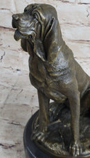 Signed Cain Bloodhound Bronze Marble Sculpture Pet Dog Figure Man`s Best Friend